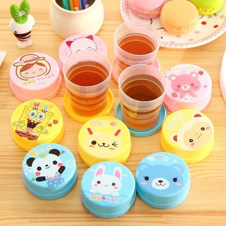 Cốc Nhựa Gấp Gọn Hoạt Hình Có Nắp Đậy - Ly Uống Nước Xếp Gọn Du Lịch