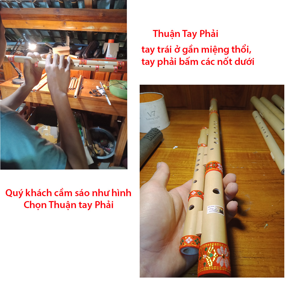 Sáo Mèo Kép Việt Tông Đô Quấn Vải Đỏ