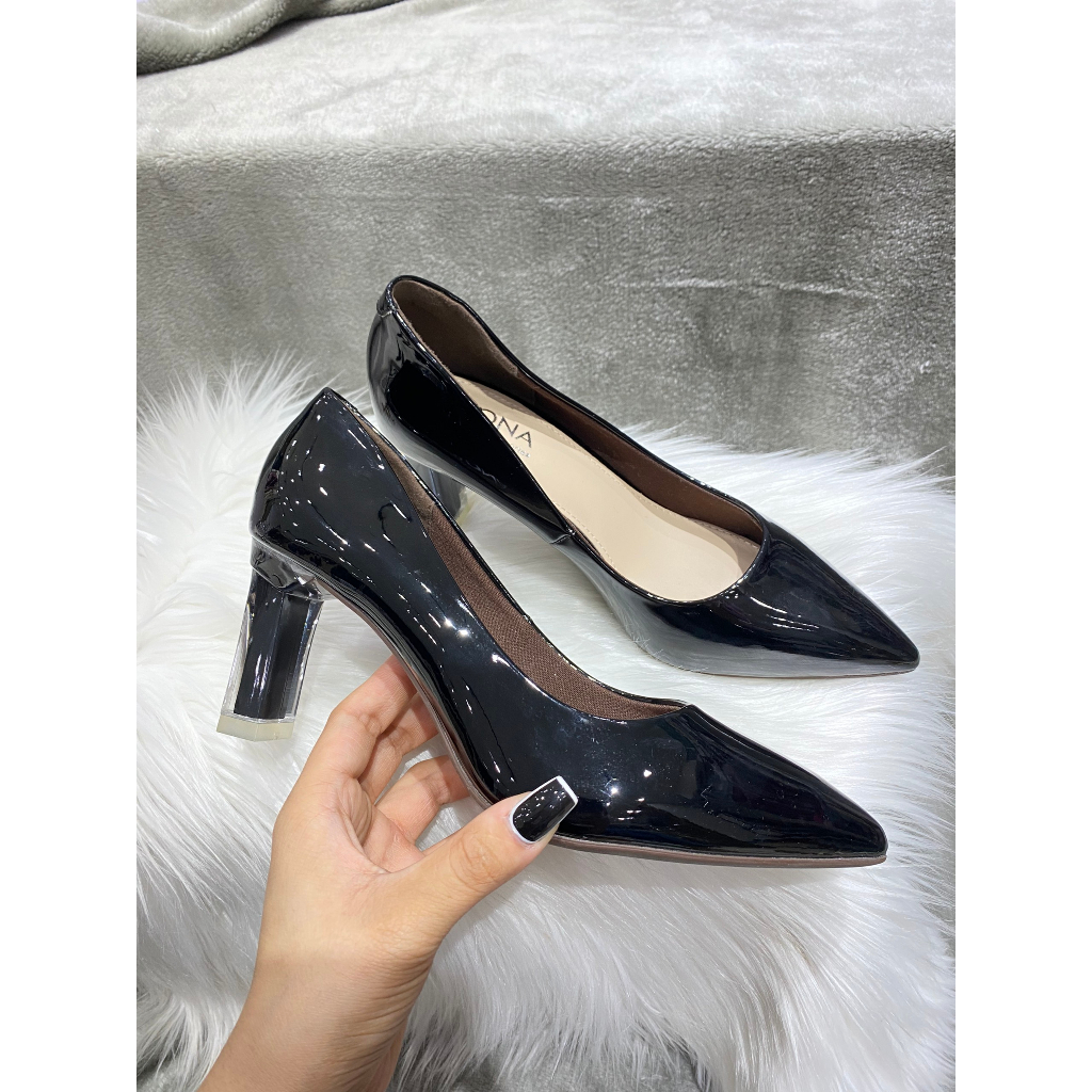 Giày công sở da bóng gót micca 5cm - D1015