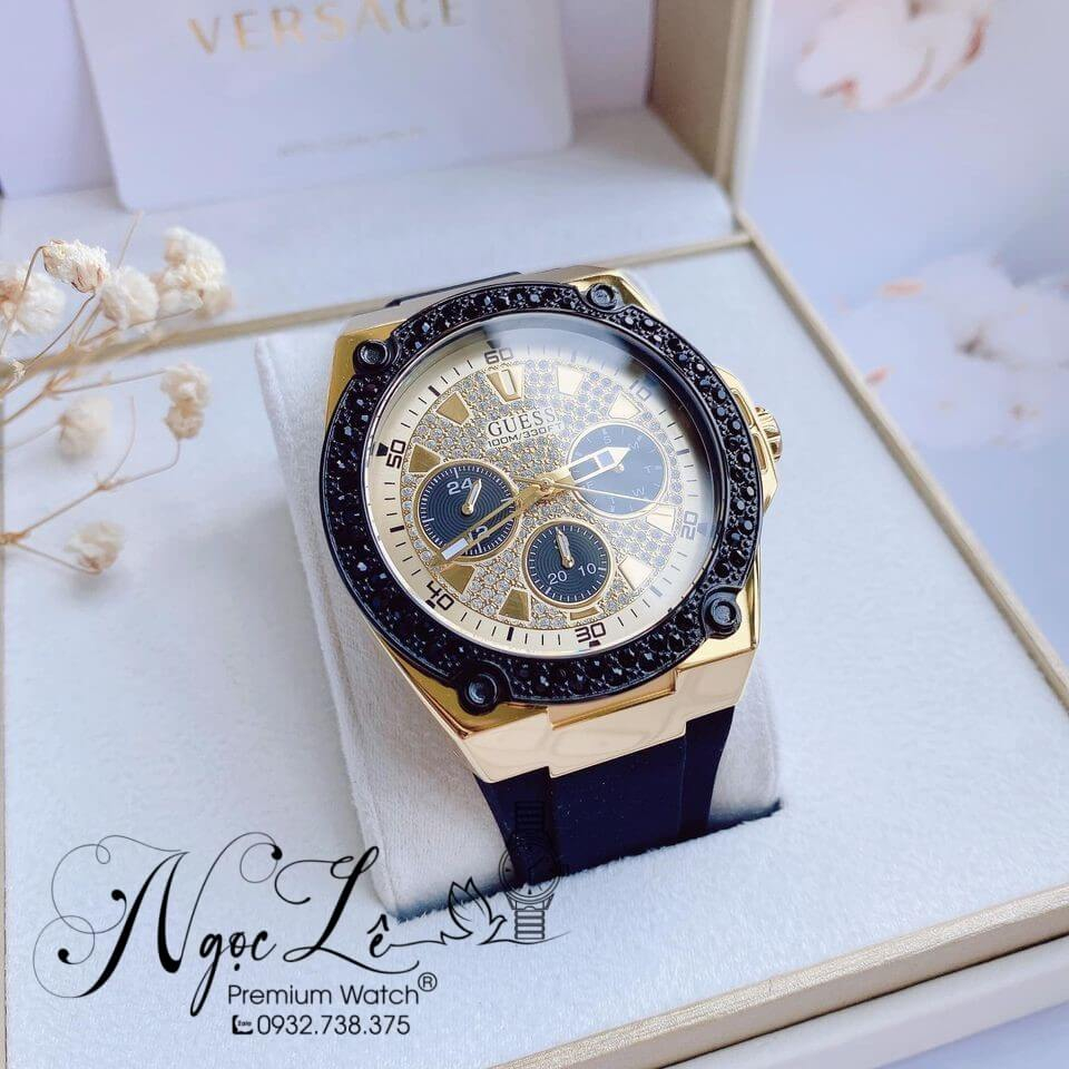 Đồng Hồ Guess Nam U1257G1 Dây Silicon Đen Size 45mm Chính Hãng