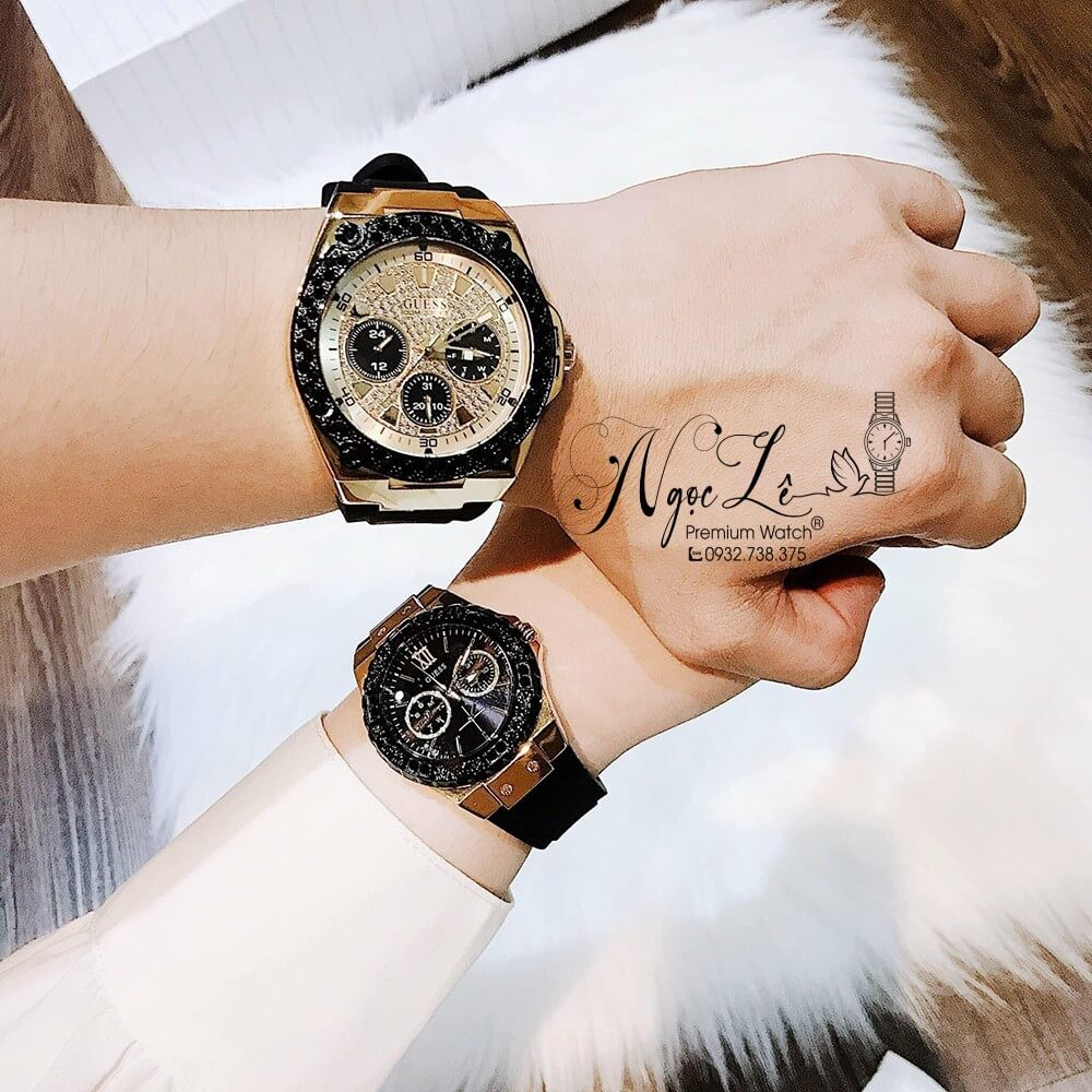 Đồng Hồ Guess Nam U1257G1 Dây Silicon Đen Size 45mm Chính Hãng