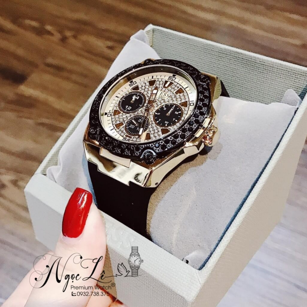 Đồng Hồ Guess Nam U1257G1 Dây Silicon Đen Size 45mm Chính Hãng