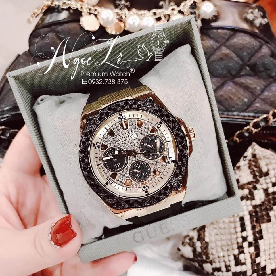 Đồng Hồ Guess Nam U1257G1 Dây Silicon Đen Size 45mm Chính Hãng