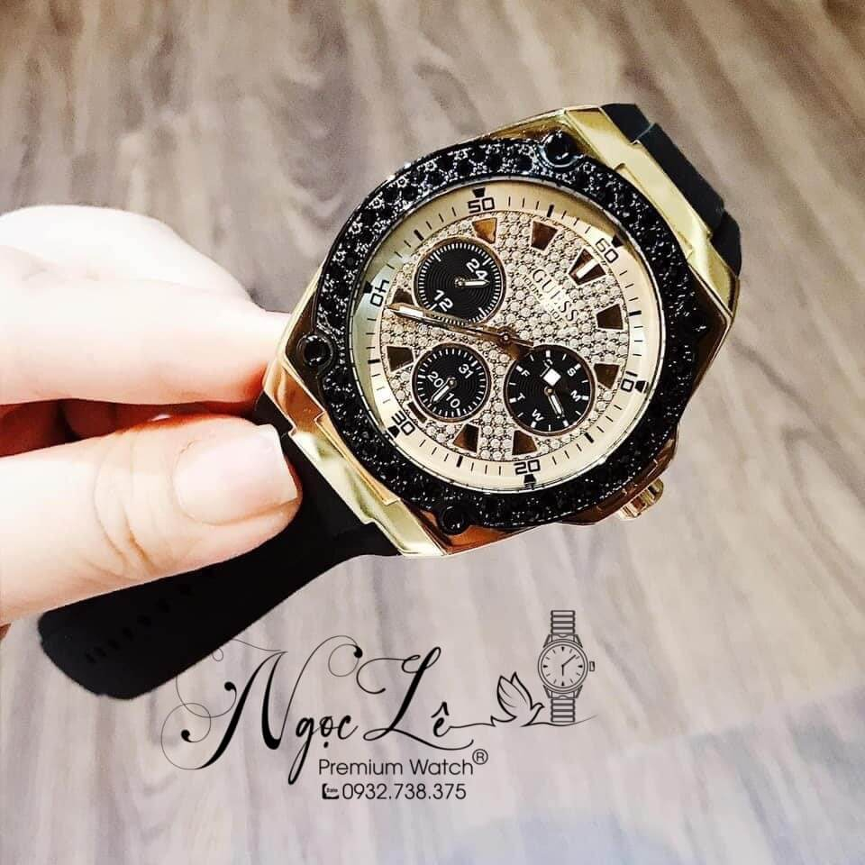 Đồng Hồ Guess Nam U1257G1 Dây Silicon Đen Size 45mm Chính Hãng