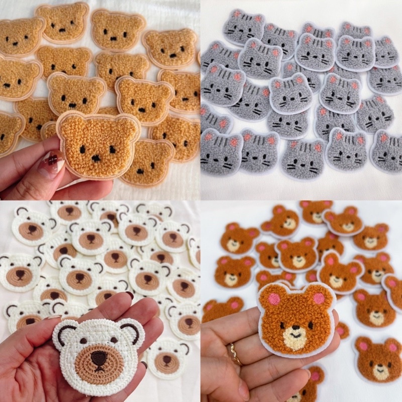 Miếng thêu hình gấu thỏ khủng long siêu iu may vào yếm,mũ,quần áo / logo gấu / tag gấu / sticker gấu