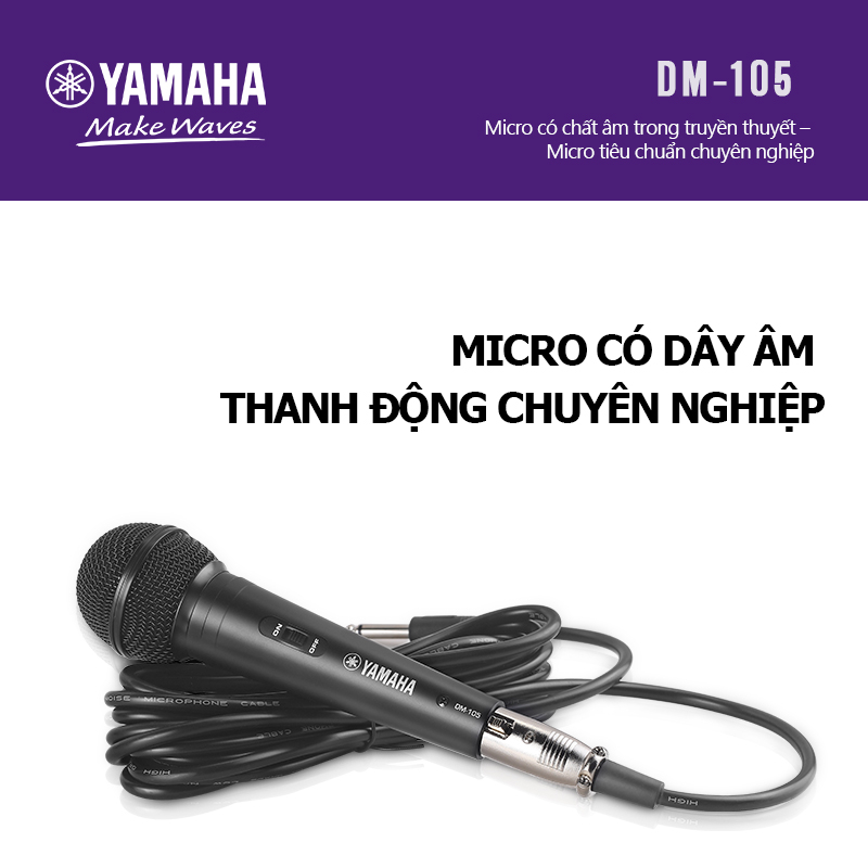 Yamaha/DM-105 micro có dây,micro hát karaoke,micro karaoke có dây,giọng hát rõ và tràn đầy