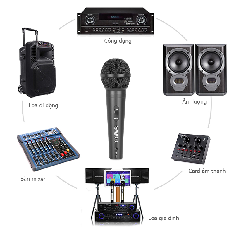 Yamaha/DM-105 micro có dây,micro hát karaoke,micro karaoke có dây,giọng hát rõ và tràn đầy