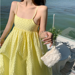 Váy 2 dây xốp vàng MÓT BOHO nữ tính, tiểu thư