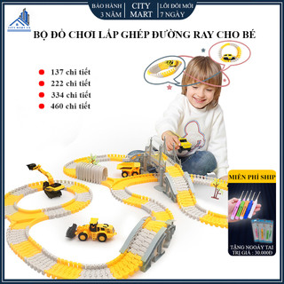 Đồ chơi trẻ em ray tàu, Bộ đồ chơi lắp ghép ráp đường ray ô tô, tàu hỏa, xe lửa, xe công trình,...