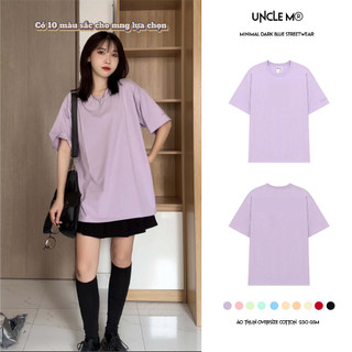 Áo thun trơn oversize Uncle M cotton nam nữ có thêu tay COLOR TEE