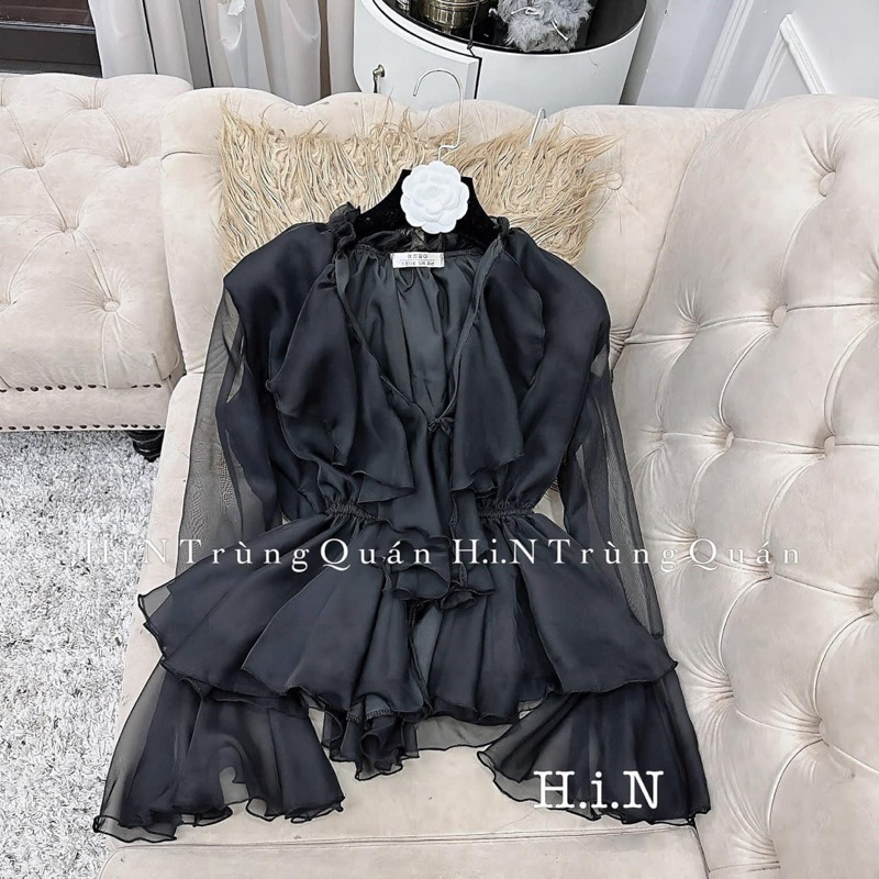 Áo voan bèo tay loe tiểu thư