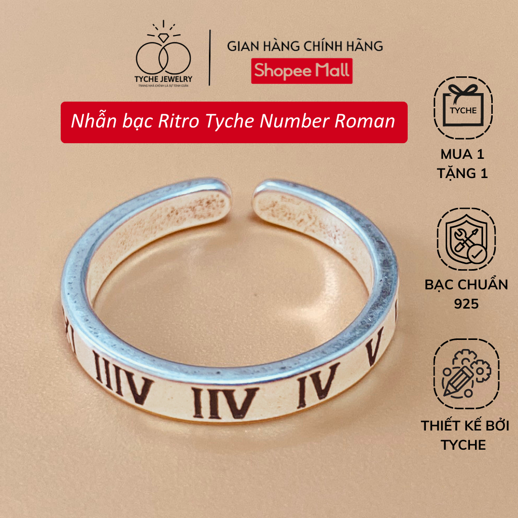 Nhẫn bạc Tyche Roman Number thiết kế đơn giản, phong cách Hàn Quốc sản xuất thủ công dành cho cả nam và nữ TYCHE JEWELRY