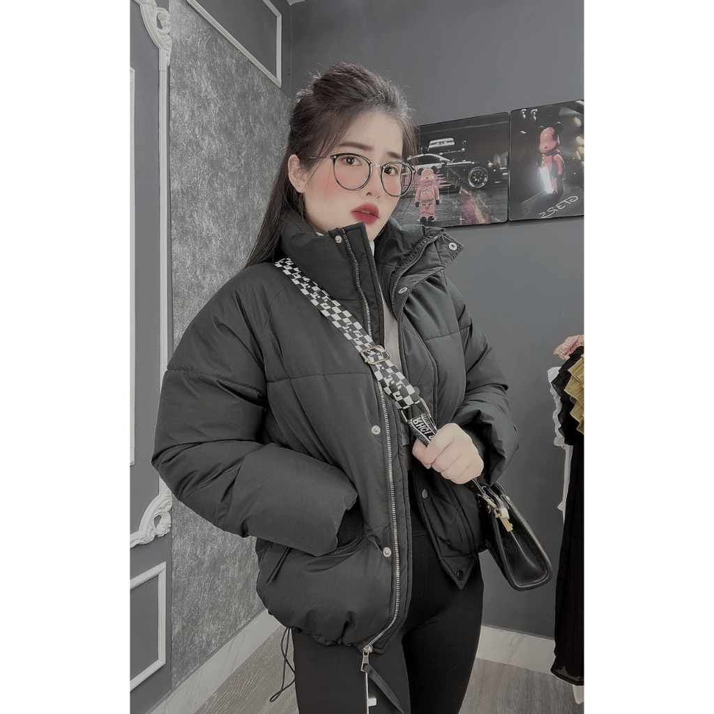Áo khoác phao nữ dáng ngắn hàng Quảng Châu dáng crotop mẫu mới nhất mùa đông 2023