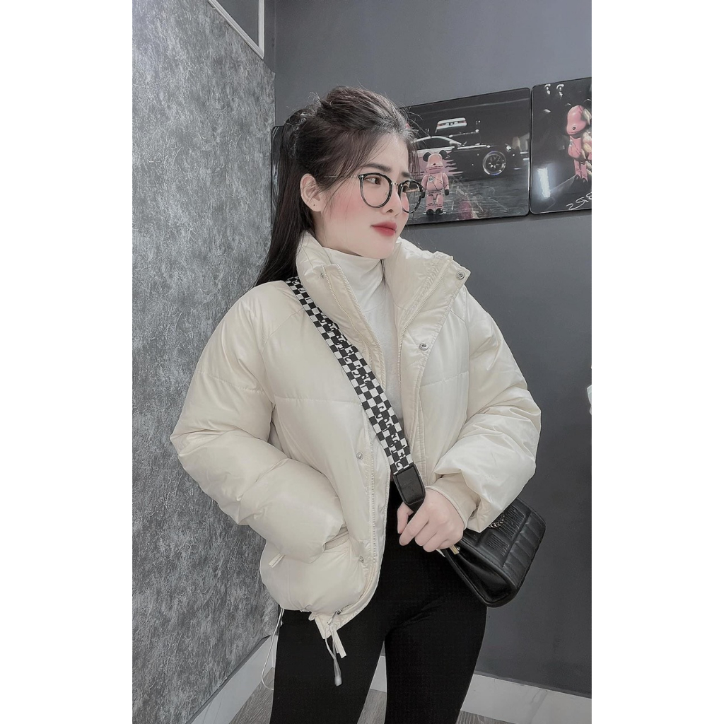 Áo khoác phao nữ dáng ngắn hàng Quảng Châu dáng crotop mẫu mới nhất mùa đông 2023