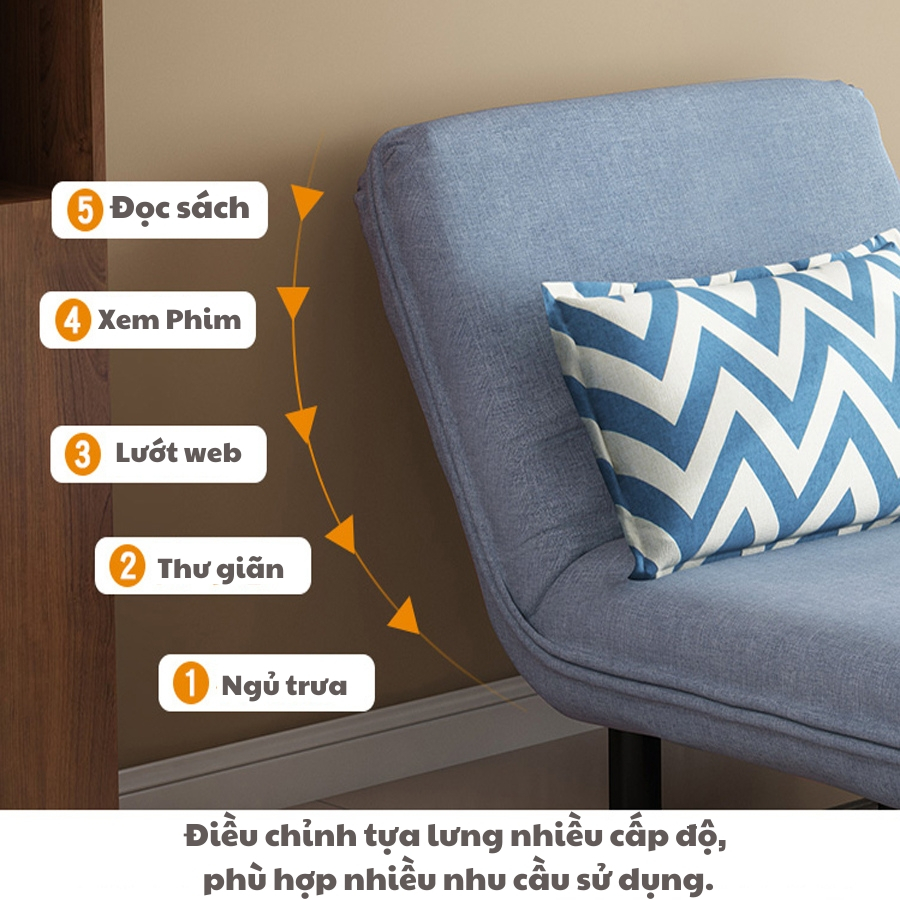 Sofa Giường Gấp Gọn Thông Minh 5 Chế Độ Tiết Kiệm Không Gian, Giường Gấp Văn Phòng Đa Năng