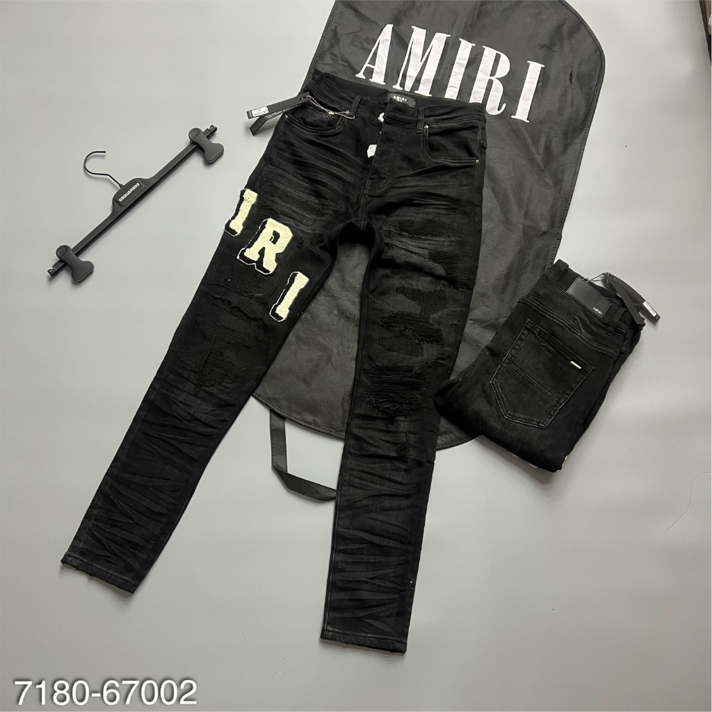 Quần Jeans Amiri Nam Thêu Chữ Xù Viền Quần Siêu Đẹp - Quần Amiri Nam Like Au.th 4 Khóa Cao Cấp