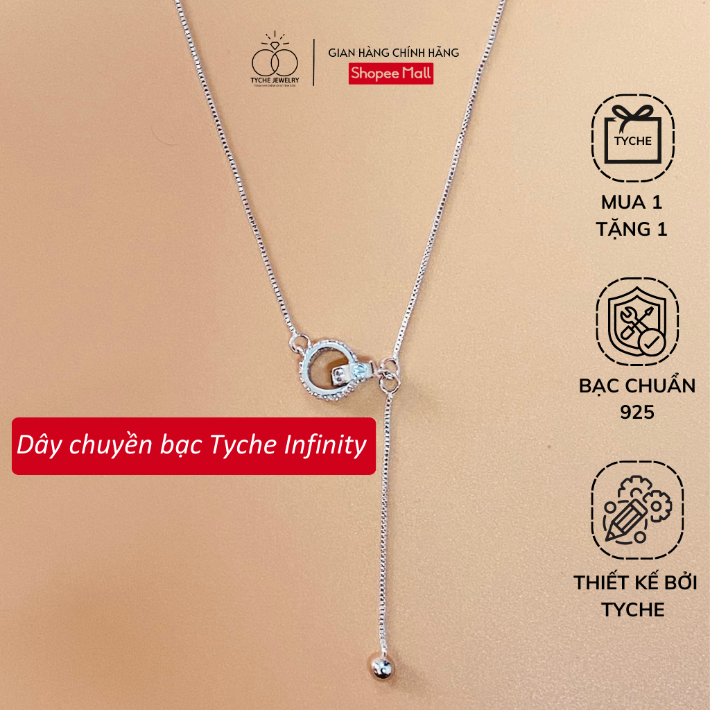 Dây chuyền bạc nữ Tyche Infinity nạm đá ,chốt khóa cao cấp trẻ trung phù hợp đeo đi học, đi chơi,đi làm TYCHE JEWELRY