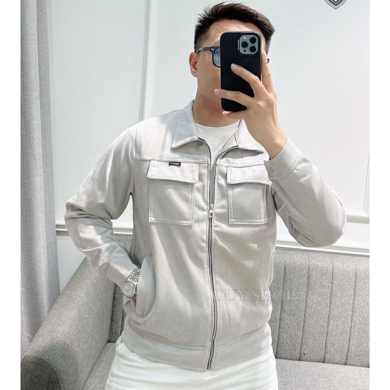 Áo khoác da lộn Hido cổ bẻ DUYSHOP