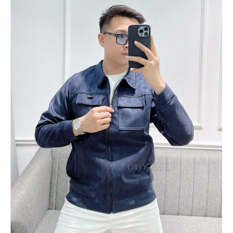 Áo khoác da lộn Hido cổ bẻ DUYSHOP