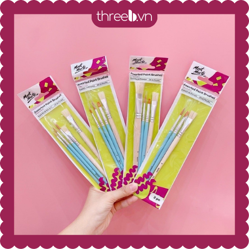 Bộ Cọ Mont Marte Vẽ Màu Acrylic, Màu Nước, Màu Gouche, Sơn Dầu