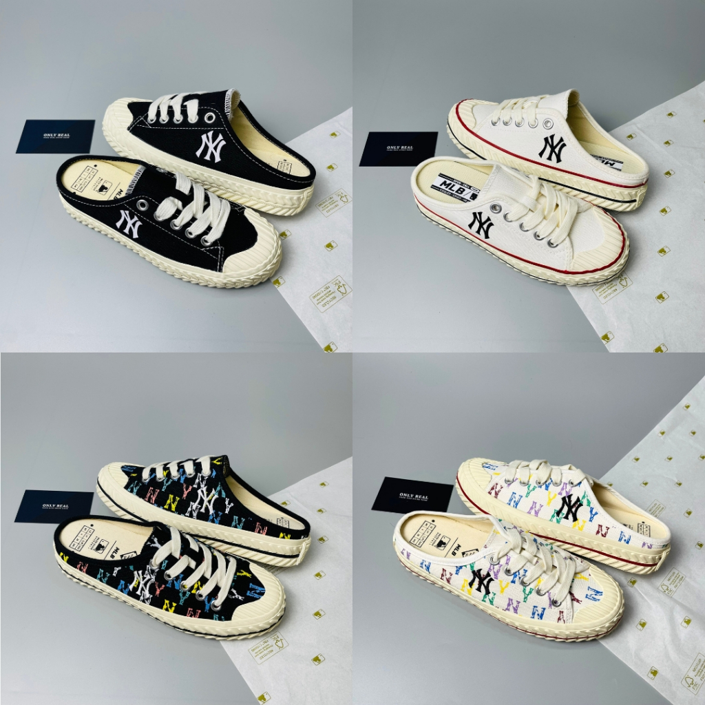 Giày MLB Mule Chính hãng, Giày sục đạp gót MLB Logo NY Playball Monogram thời trang nam nữ unisex