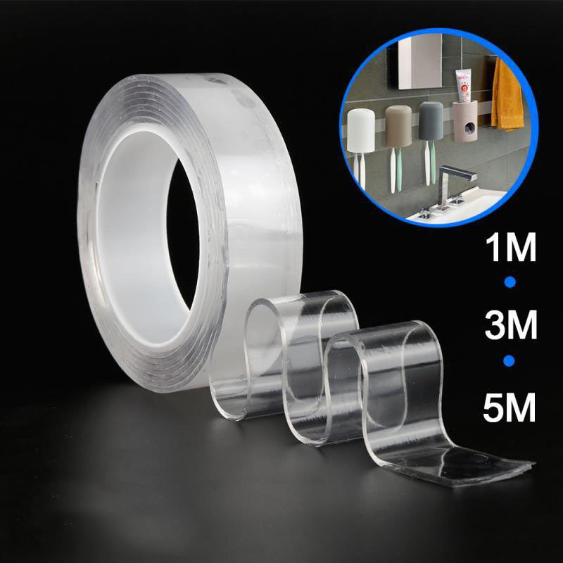 Băng Dính Nano Dán 2 Mặt Trong Suốt - Băng Keo 2 Mặt 3M,5M Đa Năng Tiện Lợi