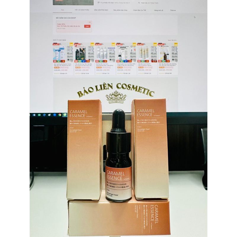 Serum giảm mụn Caramel Essence,serum giảm mụn mờ thâm,trắng da mặt,se khít lỗ chân lông