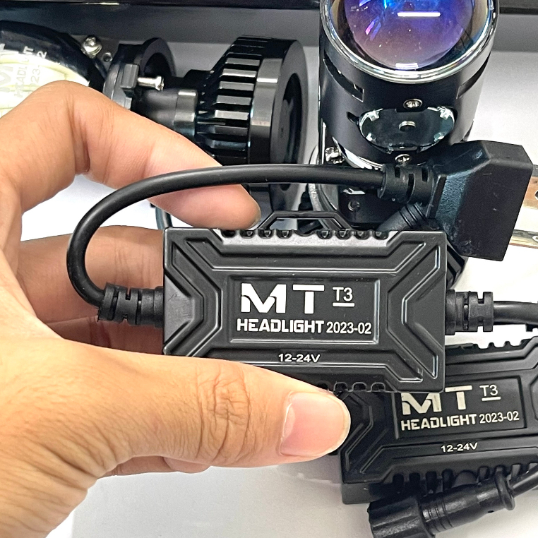 Đèn Pha LED Bi Cầu Mini H4 T3 Mẫu 2022 Kính Tím Lắp Ô tô, Xe Máy