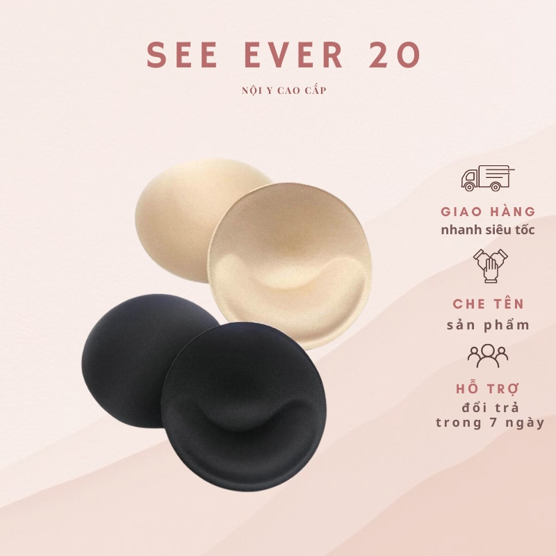 Mút Nâng Đệm Ngực Áo Tập Áo Lót Áo Bra Dầy 3cm Dạng Kép Quả Xoài Trái Tim Siêu Đẩy Vòng Một - Mút Tròn Trơn Cao Cấp