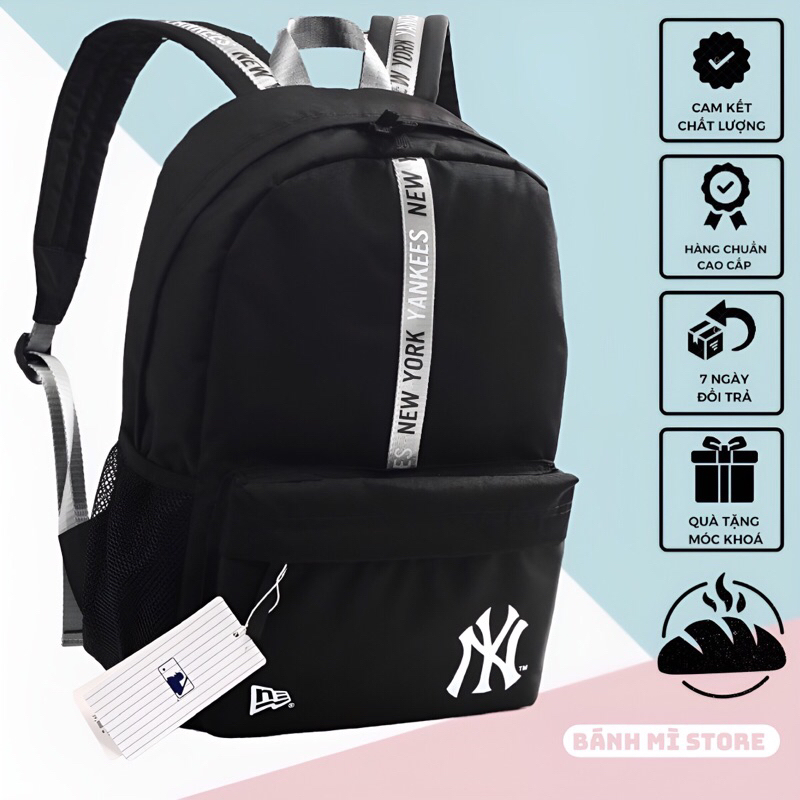 Balo Nam Nữ Thể Thao New Era MLB Stadium Backpack Basic Bánh Mì Store Balo MLB Màu Đen Đơn Giản Đựng Vừa Laptop 15 Inch