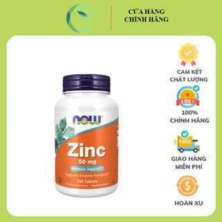 Viên Uống Bổ Sung Kẽm Now Zinc - Hỗ Trợ Tăng Sinh Lý, Phát Triển Cơ Bắp - Hàm Lượng Cao 50mg - Hàng Chính Hãng Mỹ (250 v