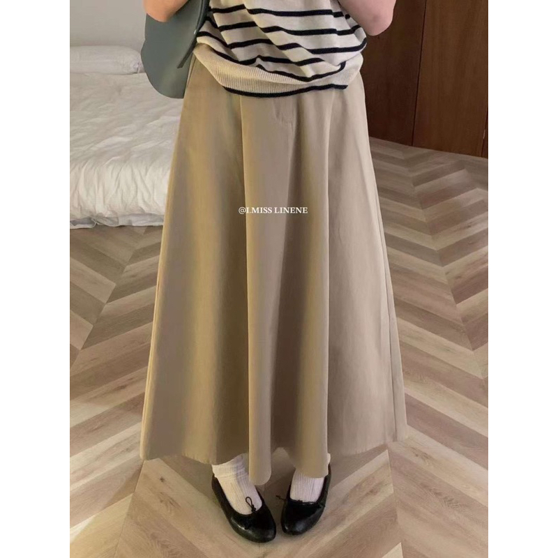 HYERI- Chân Váy Kaki Dài Cạp Chun Sau Tag IMISS- LEN Chuẩn