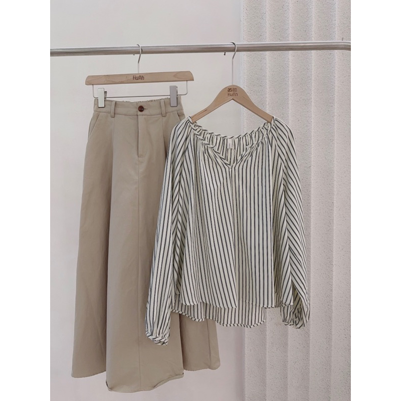 HYERI- Chân Váy Kaki Dài Cạp Chun Sau Tag IMISS- LEN Chuẩn