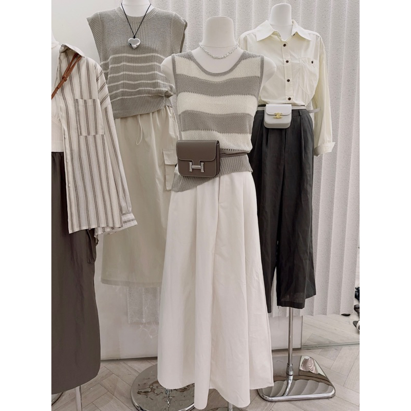 HYERI- Chân Váy Kaki Dài Cạp Chun Sau Tag IMISS- LEN Chuẩn