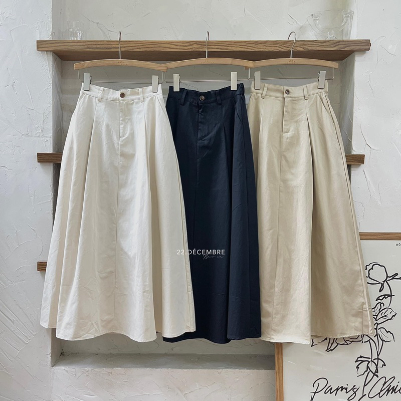 HYERI- Chân Váy Kaki Dài Cạp Chun Sau Tag IMISS- LEN Chuẩn