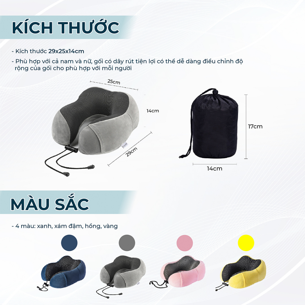 Gối Kê Cổ Công Thái Học Chữ U Chất Liệu Cao Su Non Cao Cấp Bạn Đồng Hành Văn Phòng, Du Lịch Bảo Hành 90 ngày OFFICE CHIL