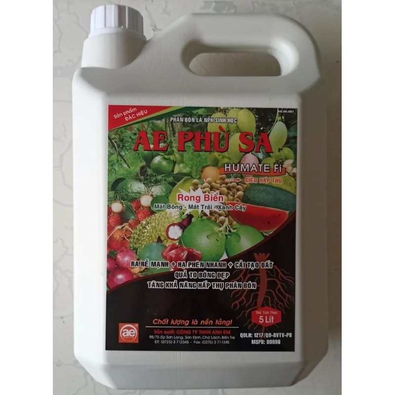 Phân bón lá NPK sinh học Rong biển Ae.Phù Sa siêu hấp thụ ra rễ mạnh hạ phèn cải tạo đất