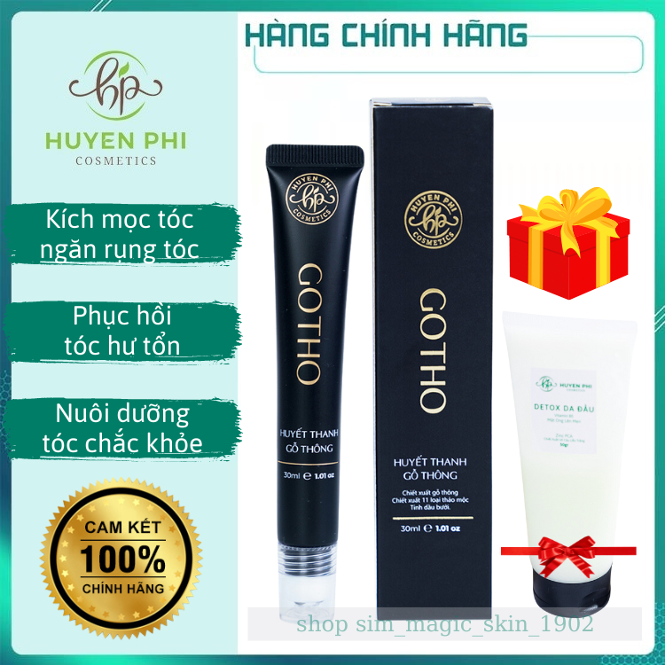Kích mọc tóc Huyền Phi Gotho huyết thanh gỗ thông lăn mọc tóc tặng kèm 1 tẩy da chết da đầu