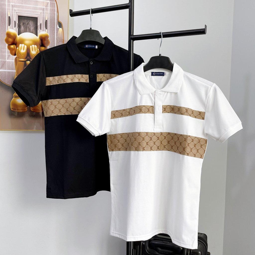 Áo thun polo nam cotton tay ngắn họa tiết sắc nét thời trang