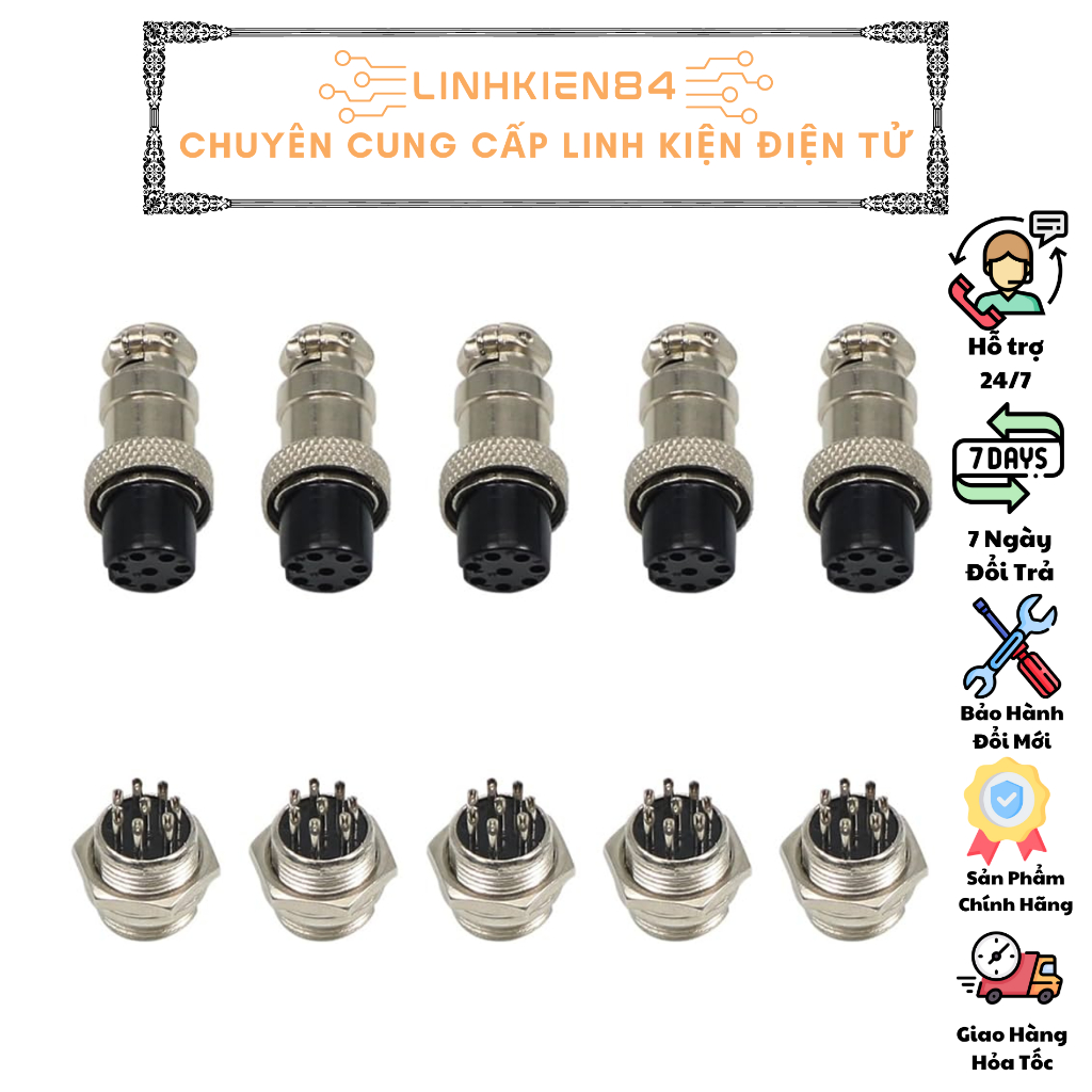 SP0071_Hỏa Tốc _Bộ Jack GX16 (Jack Nối Nguồn) Các Kích Thước ( 2P / 3P / 4P / 5P / 6P / 7P / 8P /9P / 10P )