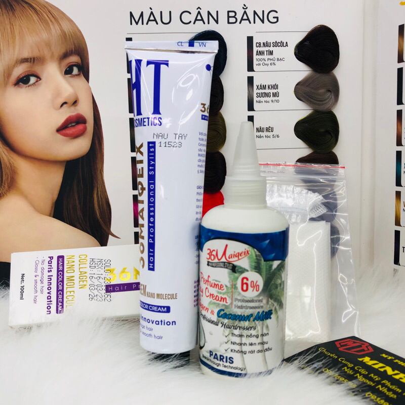 ( Combo )Màu Nâu Tây_ oxi Siêu Dưỡng kèm quà tặng _Gang tay _chùm tai .