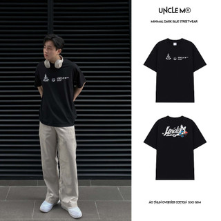 Áo thun oversize Uncle M cotton nam nữ có thêu tay ROCKET TEE