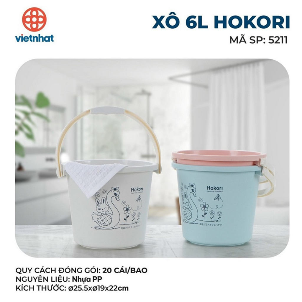 Xô nhựa 6L, 11L Hokori Việt Nhật , Xô đựng nước, gạo, trái cây, chất liệu tốt, an toàn