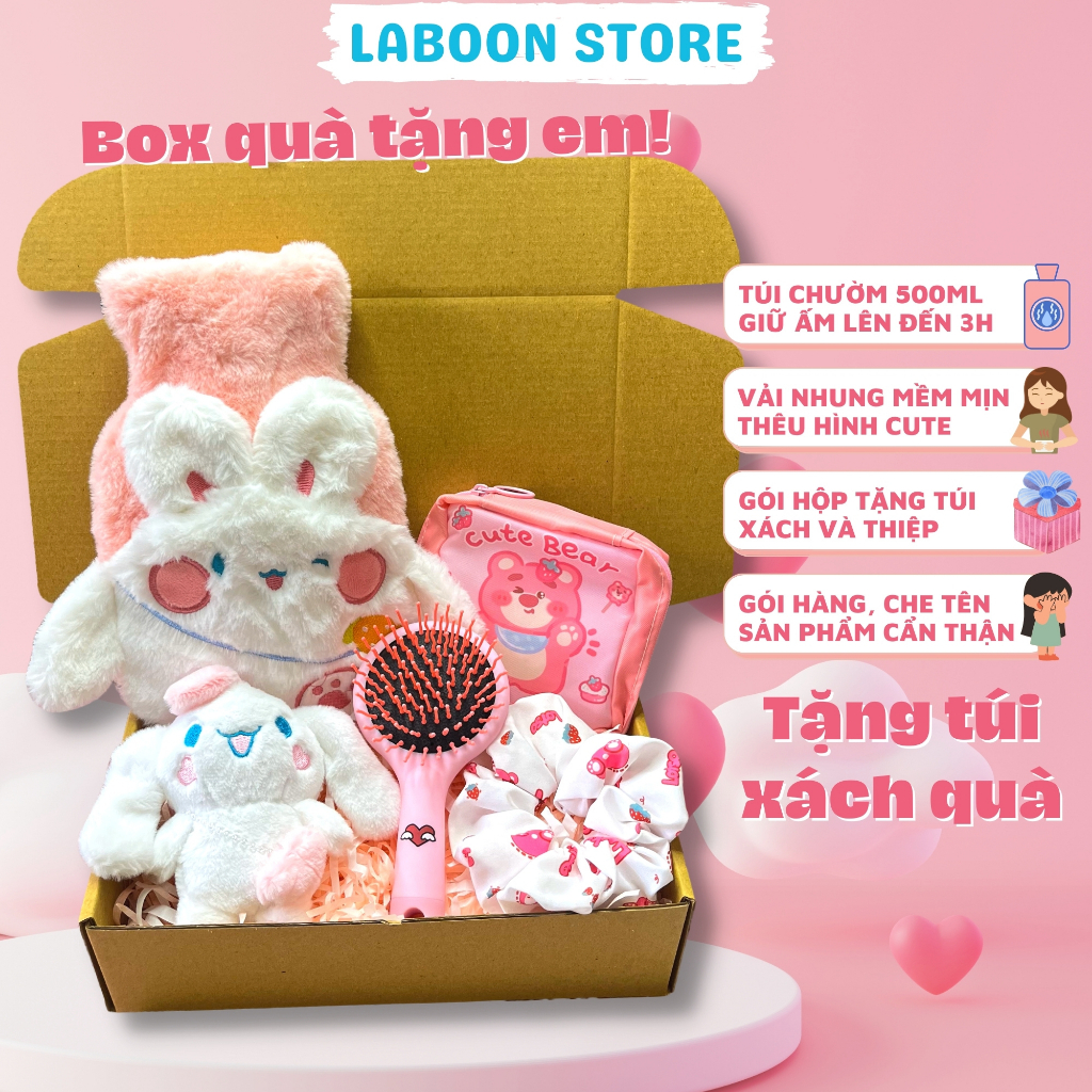 Bộ quà tặng túi chườm bụng nóng lạnh đa năng Laboon, phiên bản gift box 500ml