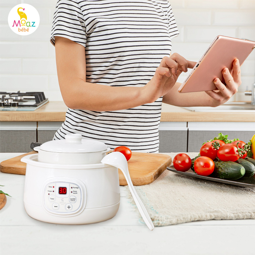 Nồi nấu chậm Moaz BéBé MB-060, Dung tích 1 lít, nấu cháo cho bé, chưng yến, hầm chè - Chính hãng