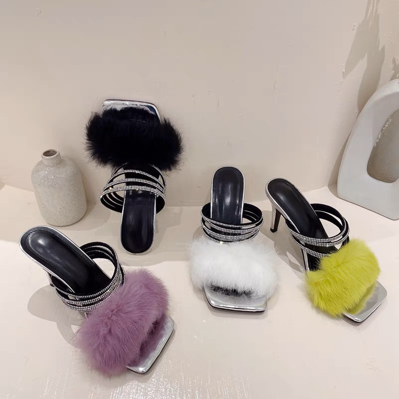 ORDER 🍐 Giày cao gót quai ngang đá lông gót nhọn 35-41