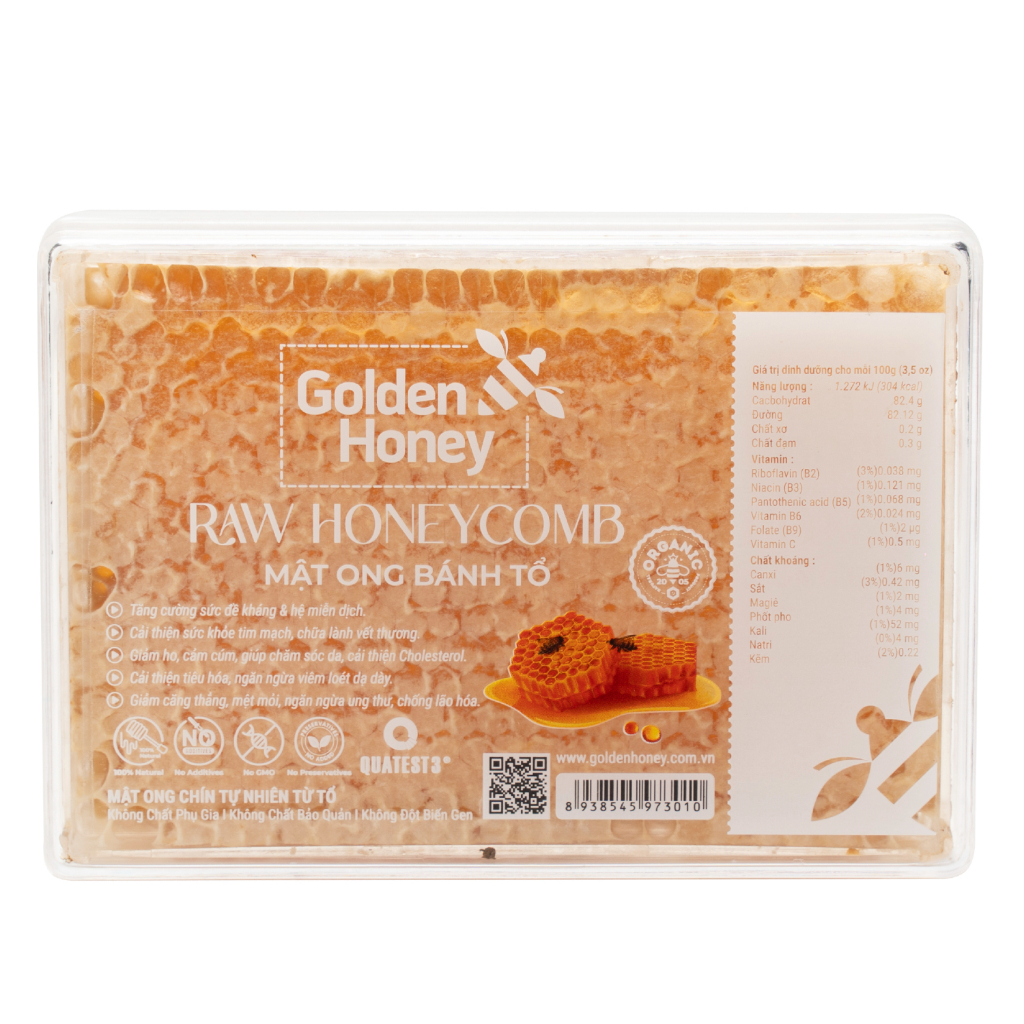 Mật ong bánh tổ Healthy Care golden honey honeycomb nguyên tốt cho sức khỏe 500g Quatangme1