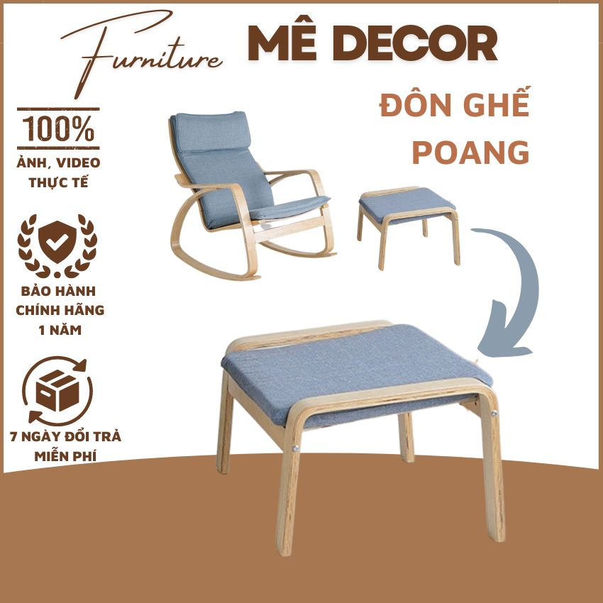 Đôn Ghế Poang Bập Bênh Thư Giãn, Đôn Ghế Tựa Lưng Đọc Sách Decor Phòng Khách, Phòng Ngủ