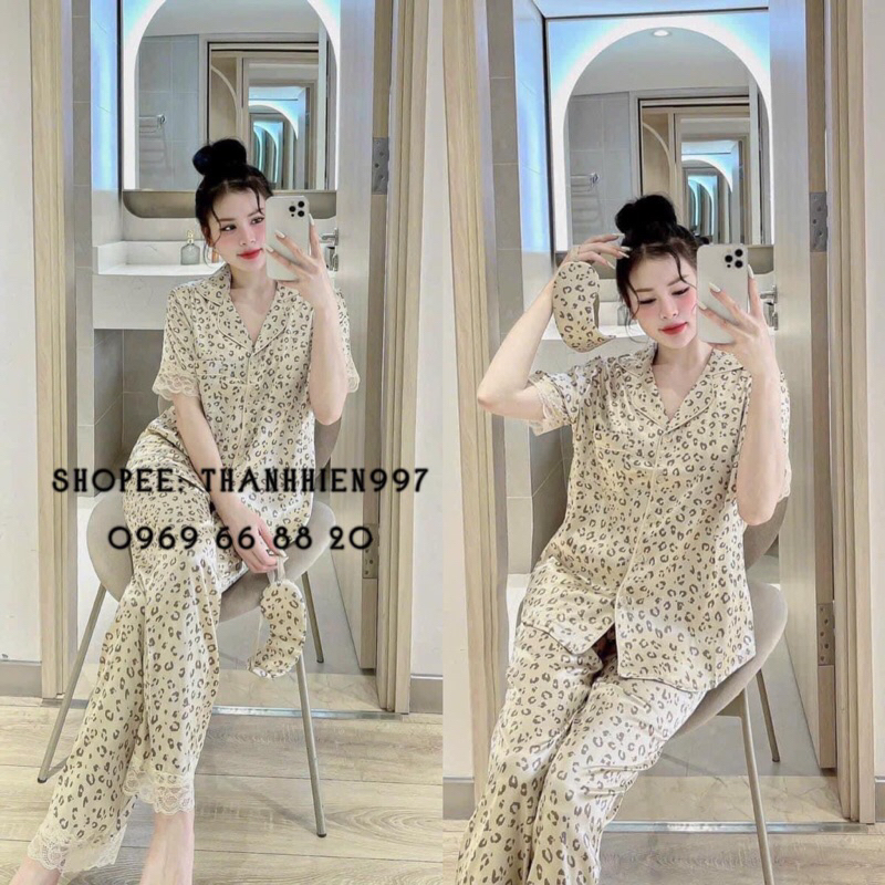 ❤️Hàng QC❤️Pijama tay ngắn quần dài beo sữa hãng xịn_Thanhhien997_lụa satin cao cấp, Form rộng thoải mái 1036.