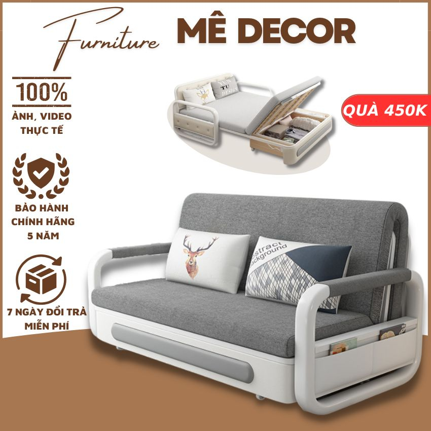 Sofa Giường Gấp Gọn Đa Năng, Ghế Sofa Kiêm Giường Ngủ, Có Ngăn Đựng Đồ Tiện Lợi Tặng Kèm 2 Gối